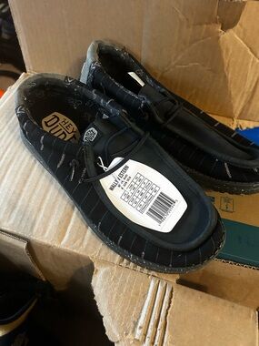 Hey Dude Black Slip-On Loafers with Subtle Pinstripe